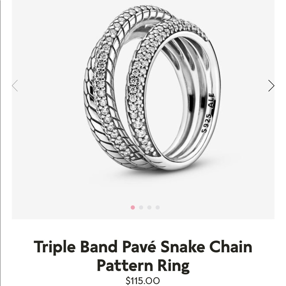 Pandora triple band pave snake pattern ring